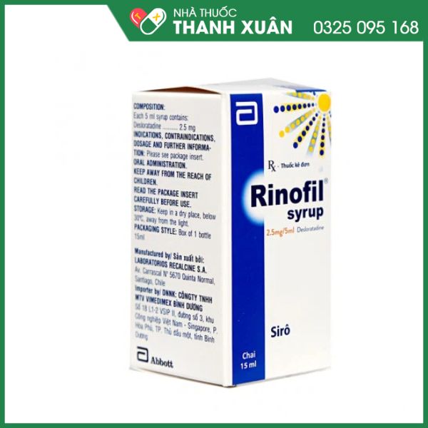 Rinofil Syrup trị viêm mũi dị ứng, mày đay